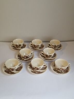 Johnson Bros The Old Mill Tea Cup And Saucer Setting For 8